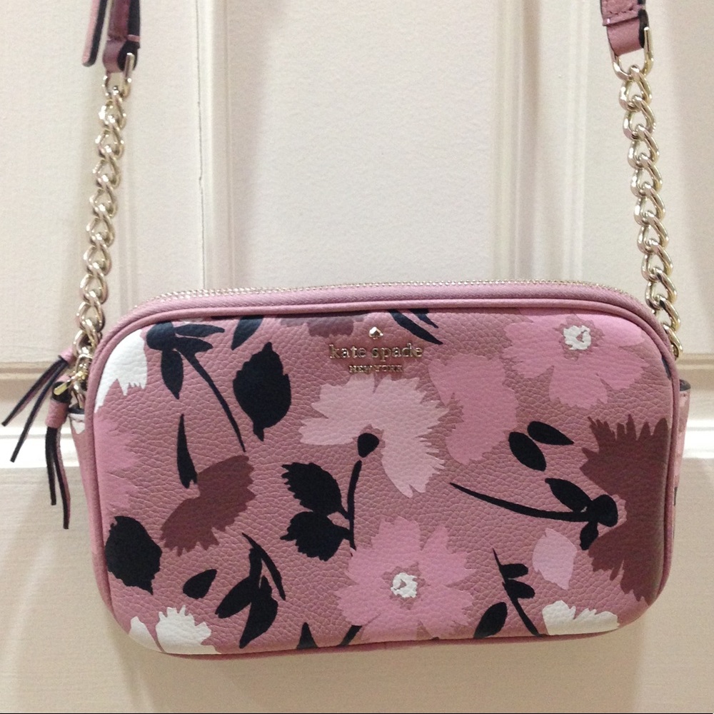 Kate Spade Mauve Pink Floral Crossbody Purse Bag - Picture 3 of 16